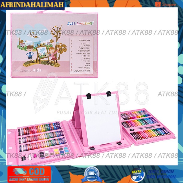 

[TERBARU] 176 Pensil Warna Set - Drawing Bag Art Color Children Painting Tool - Flamingo