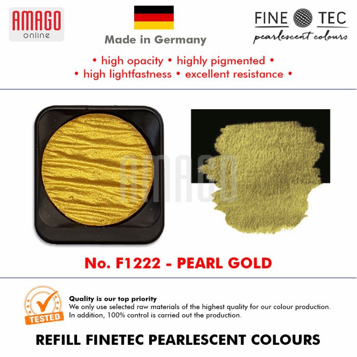 FINETEC - Pearlescent Watercolour - F1222 Pearl Gold - Round 30mm