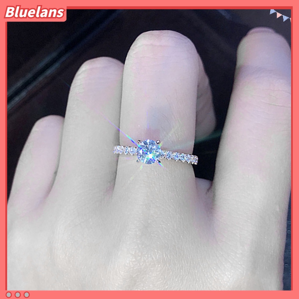 Cincin Jari Electroplated Bentuk Bulat Aksen Berlian Imitasi Untuk Wanita
