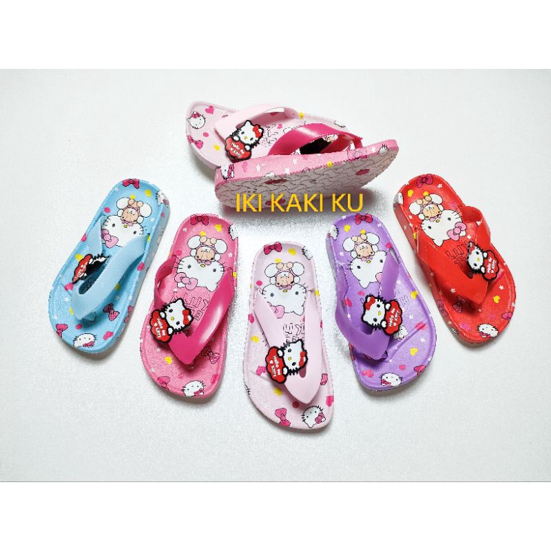 SANDAL IMPORT ANAK CEWEK HELLO KITTY SENDAL JEPIT BRESLIN 3015-2 KARET LENTUR RINGAN