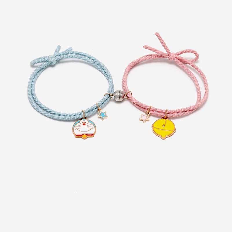 2 pcs gelang magnet/Sepasang Gelang Couple Magnet Gelang Tali Couple Magnet Attract-Doraemon-Bells