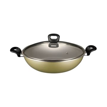 Krischef 32 Cm Wok Pan Dengan Tutup - Gold