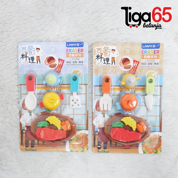 365 Cartoon Eraser #40892 Penghapus Set Cook Shape Penghapus Kartun Isi 5 pcs