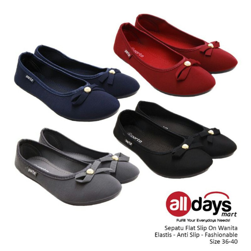 PORTO size36-40 SEPATU FLAT KAIN NYAMAN EMPUK SIMPLE WANITA / SEPATU FLAT WANITA PORTO TERMURAH