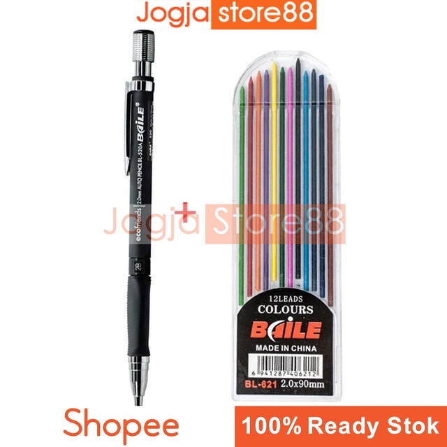 

Pensil Mekanik Mechanical Pencil 2B 2mm 12 Isi Colorful - Multi Color