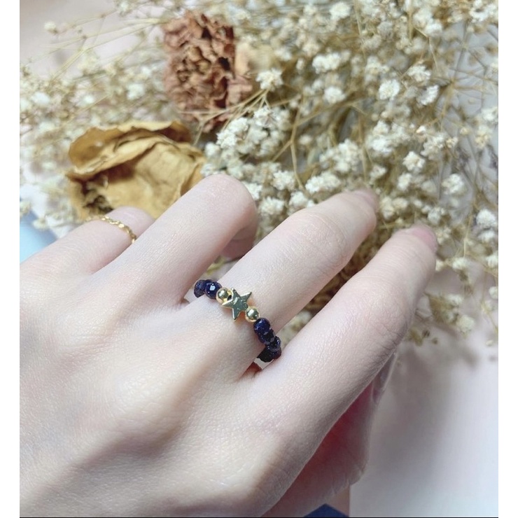 Mydream.co Natural crystal diy ring elastic with 18k starry