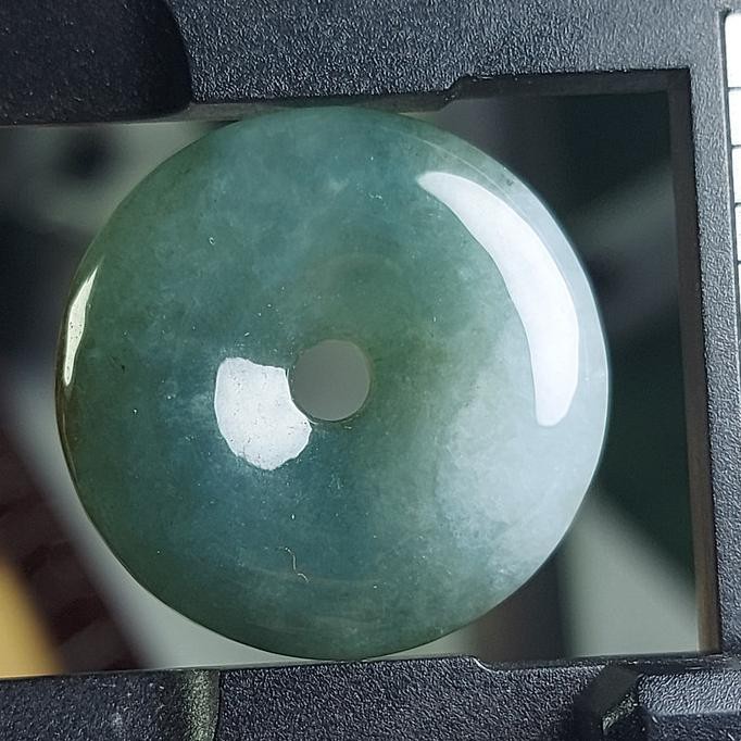 TERLARIS tali kalung liontin donat batu giok asli Burma natural hijau China ori