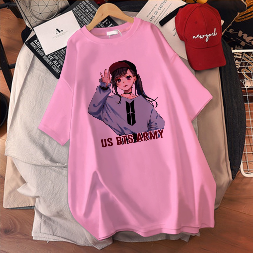 CALVIERO SHOP - BAJU KAOS WANITA DEWASA PRINT CASUAL US BTS ARMY