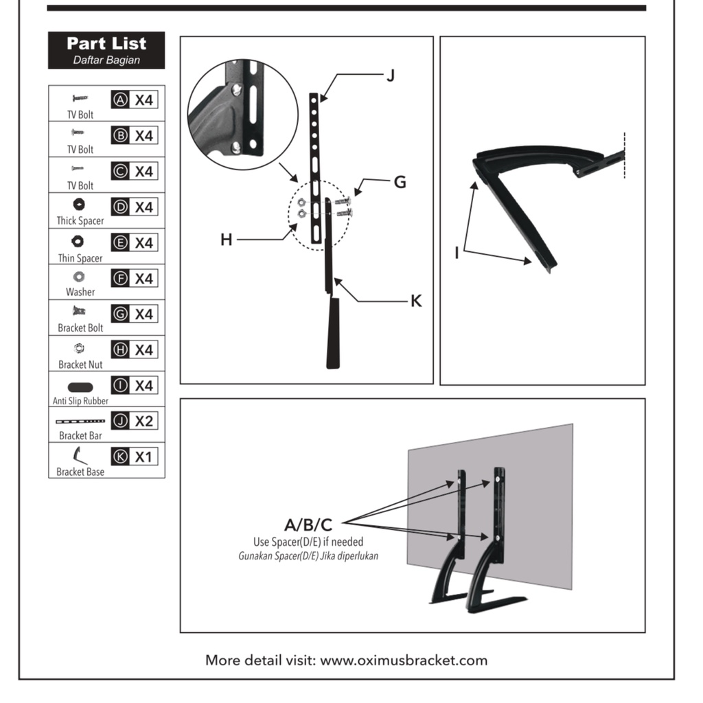 Bracket TV LED LCD 32 40 43 24 21 29 17 14 Inch Dijamin Cocok 14 - 40 In Stand Kaki TV Universal Breket TV Briket TV Braket TV Standing TV BU1 Stand Kaki