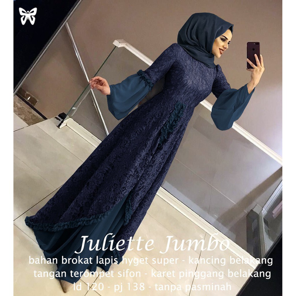 HOPYLOVY BIG SIZE Gamis Wanita Terbaru Bahan Brukat Juliette Maxi Jumbo