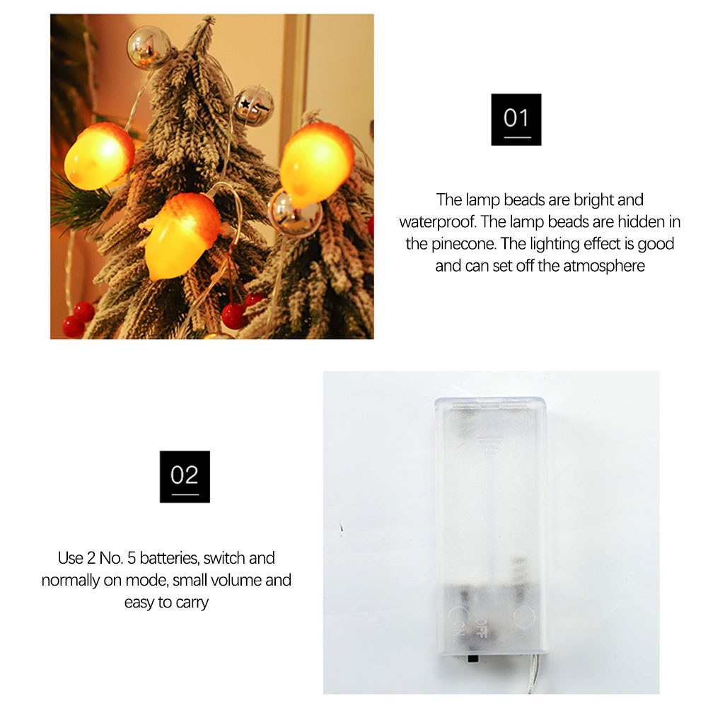 Lampu String Led Bentuk Buah Pinus Untuk Dekorasi Natal