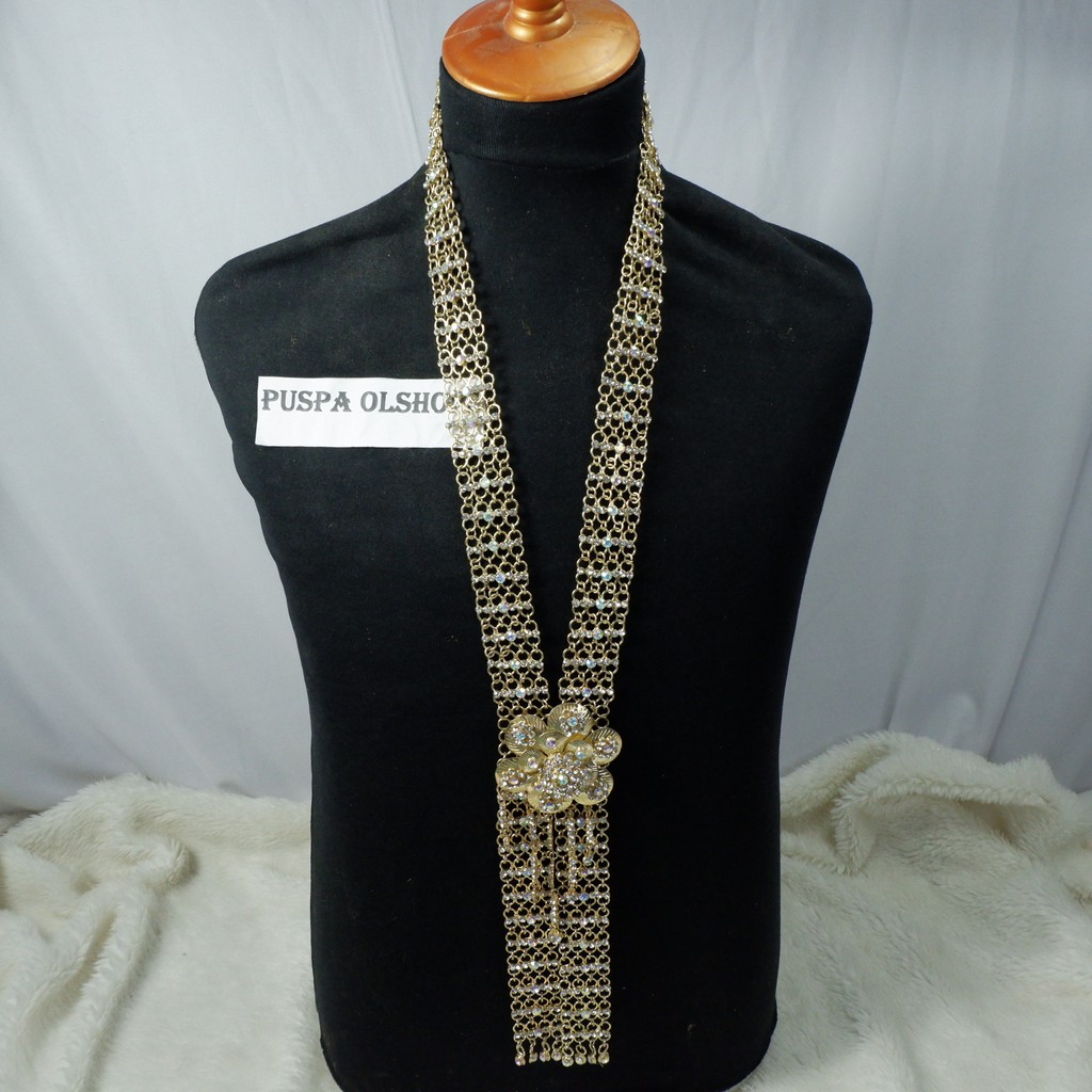 Kalung Karset Bunga Premium Gold