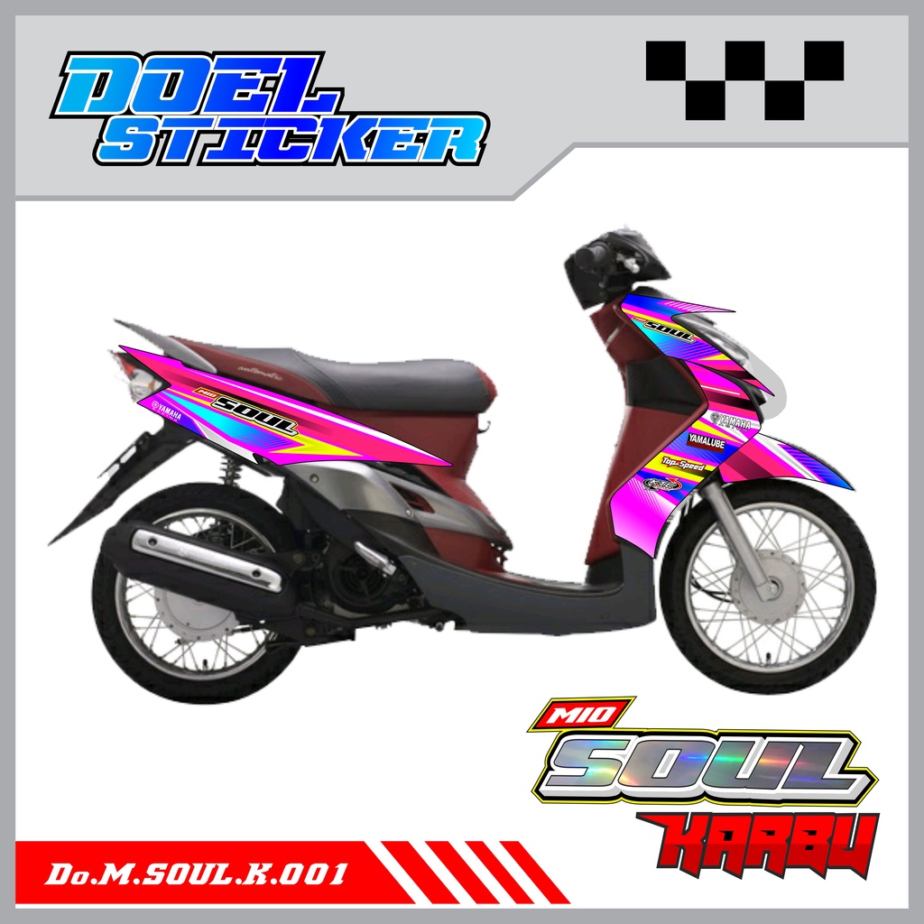 STICKER STRIPING MIO SOUL KARBU - STICKER STRIPING LIST VARIASI HOLOGRAM , CROME YAMAHA MIO SOUL KARBU DOEL 001