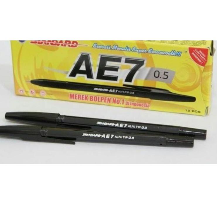 

(KaH➲) ⭐️ PULPEN STANDARD AE7 HITAM ISI 12 PCS/PEN STANDARD CASTELLO C88 //Bantingharga