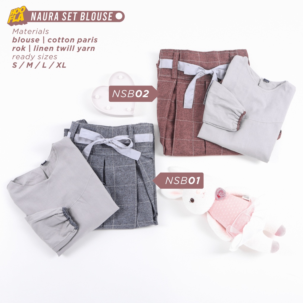 Hooflakids Baju Setelan Anak Perempuan Tanggung Blus dan Rok Naura Set Blouse Simpel dan Lucu untuk usia 3 - 12 Tahun Kualitas Premium