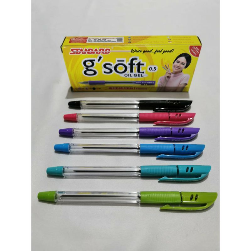 

STANDARD Pen Pulpen g'soft Oil Gel 0.5 Isi 12 gsoft 0,5 HITAM Bulpen /