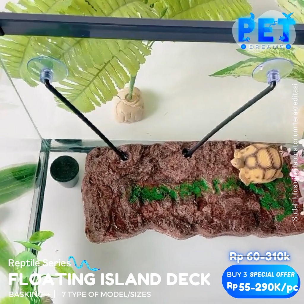 PROMO TURTLE BANK FLOATING ISLAND AQUARIUM TEMPAT BERJEMUR PLATFORM BASKING RAM KURA AIR NOMOY