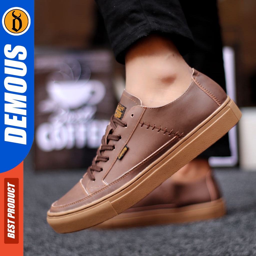 DEMOUS Dantex - Sepatu Sneakers Pria Casual Kulit Asli Original