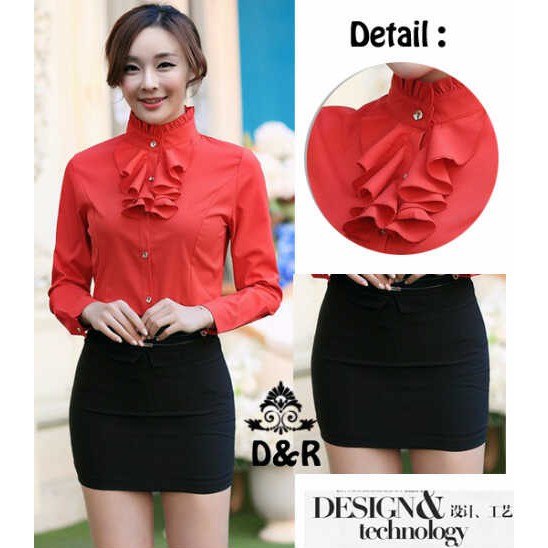 st coco DR setelan wanita katun merah