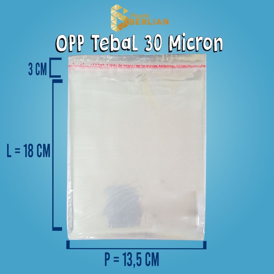 

13,5 X 18 cm Plastik OPP TEBAL 30 MICRON (100 lbr)