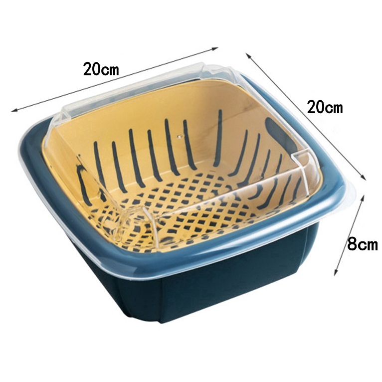 Multifunction Detachable Double-layer Drain Basket / Plastic  Fruit Washing Basket / Living Room Fruit Storage Basket with Lid