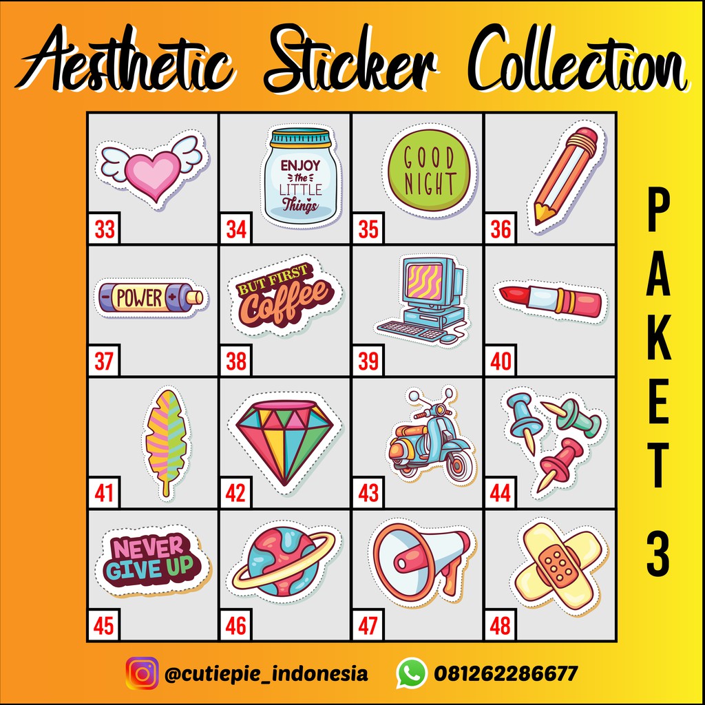 

(PROMO) Aesthetic Sticker Collection 33-48 (SATUAN)