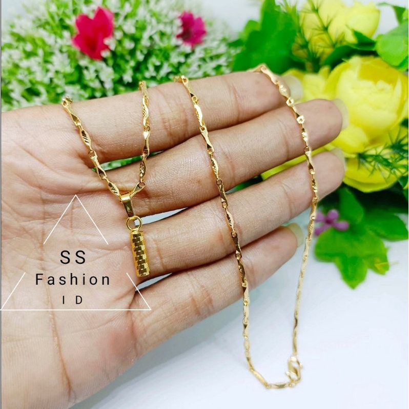 Kalung Dewasa Motif bambu titanium anti karat anti luntur