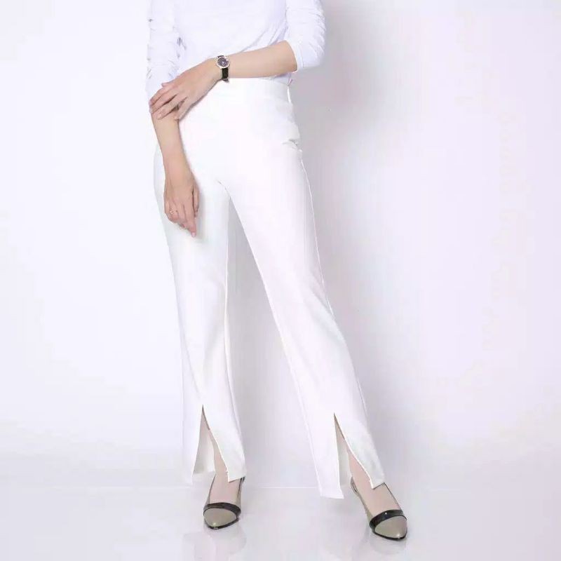 Celana cutbray office pants slit scuba / celana cutbray wanita belah bawah