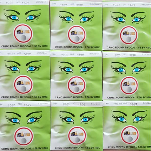 Lensa kriptok/lensa BIFOCAL CRMC 1.56/Lensa jauh dekat/ukuran atas normal bawah ADD +100 s/d +3.00