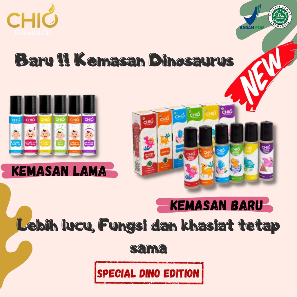 Chio Roll On Baby Essential Oil Baby and kid kemasan dino 10ml