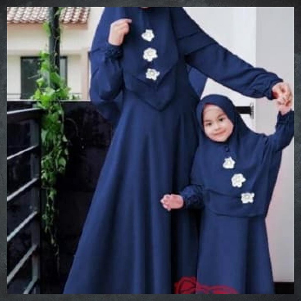 Baju Muslim Couple Ibu& Anak Jola Bunga/Gamis Pasangan Ibu Dan Anak