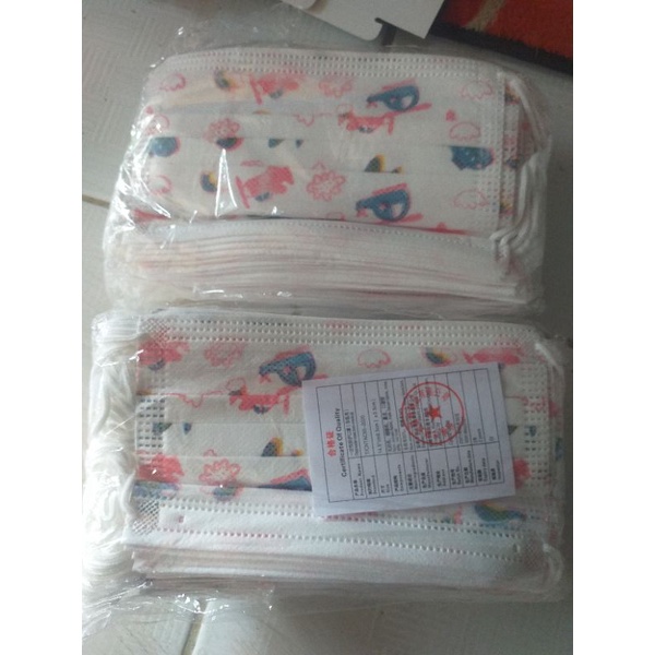 masker anak OneCare KIDS, 3ply earloop motif, 50pcs/box