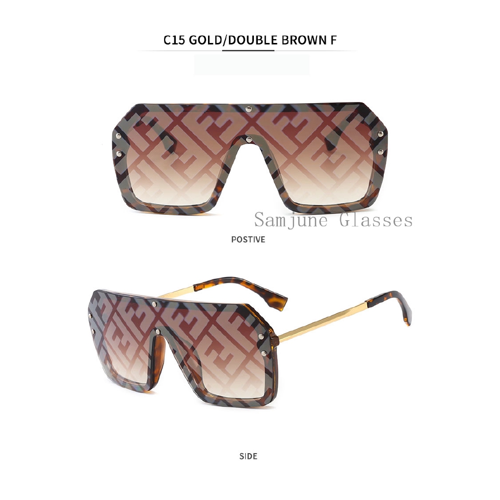 2022 Kacamata Hitam Wanita Model Frame Setengah Oversize Untuk Musim Panas / Outdoor