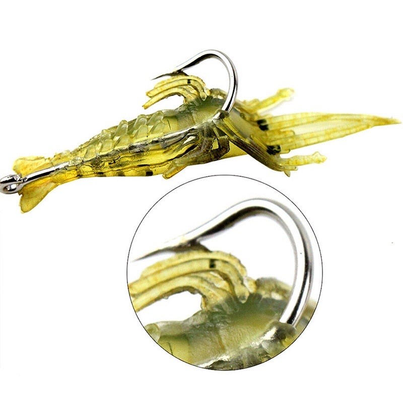 Umpan Udang Tiruan Mirip Asli Umpan Pancing + Kail Premium Quality