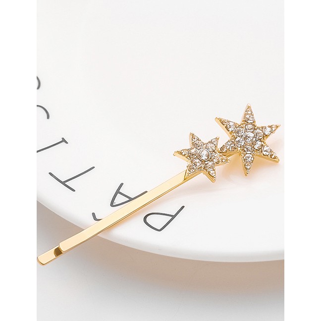 LRC Jepit Rambut Fashion Alloy Diamond-studded Five-pointed Star Hairpin F4265X