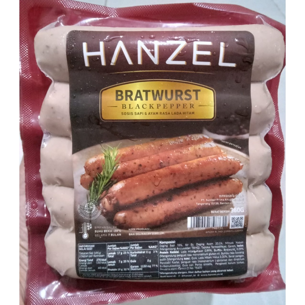 

Hanzel Sosis Bratwurst Black Papper 360 gr