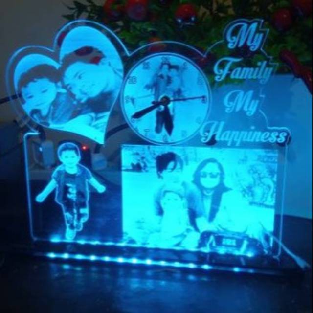 Jam Akrilik Custom Foto Kado  + REMOTE