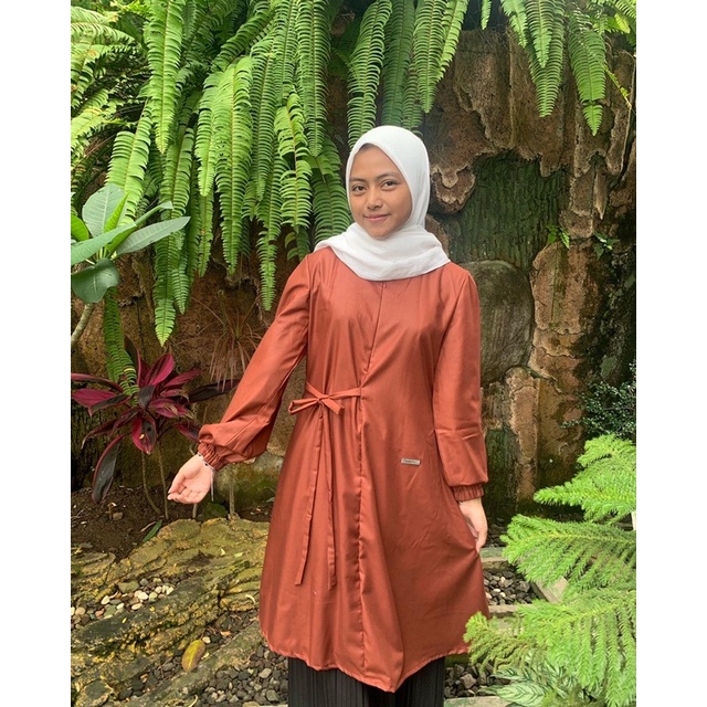 HAURA TUNIK SERIES/ katun toyobo premium/ dress casual/ lubbilku by qoryza/ tunik coral merah bata