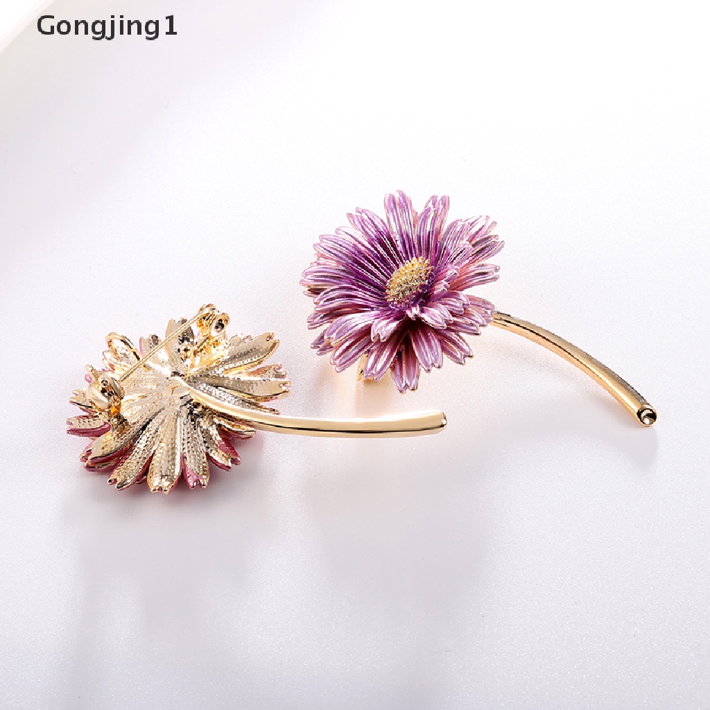 Gongjing1 Bros Pin Enamel Bentuk Bunga Aster Untuk Wanita