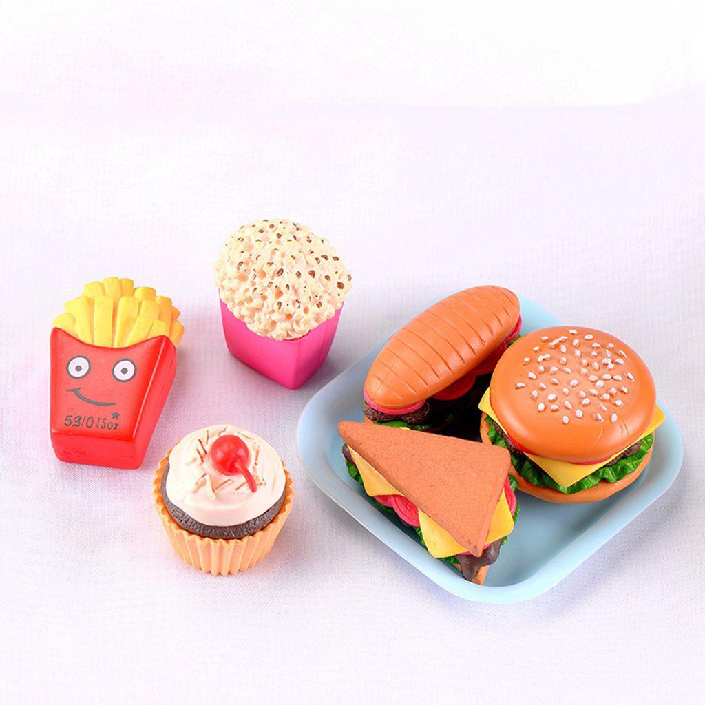 [Elegan] Fast Food Figurine Lucu Mini French fries, Dessert, Popcorn Micro Landscape Miniatur Mainan Patung Kecil Hadiah Anak Model Hamburger