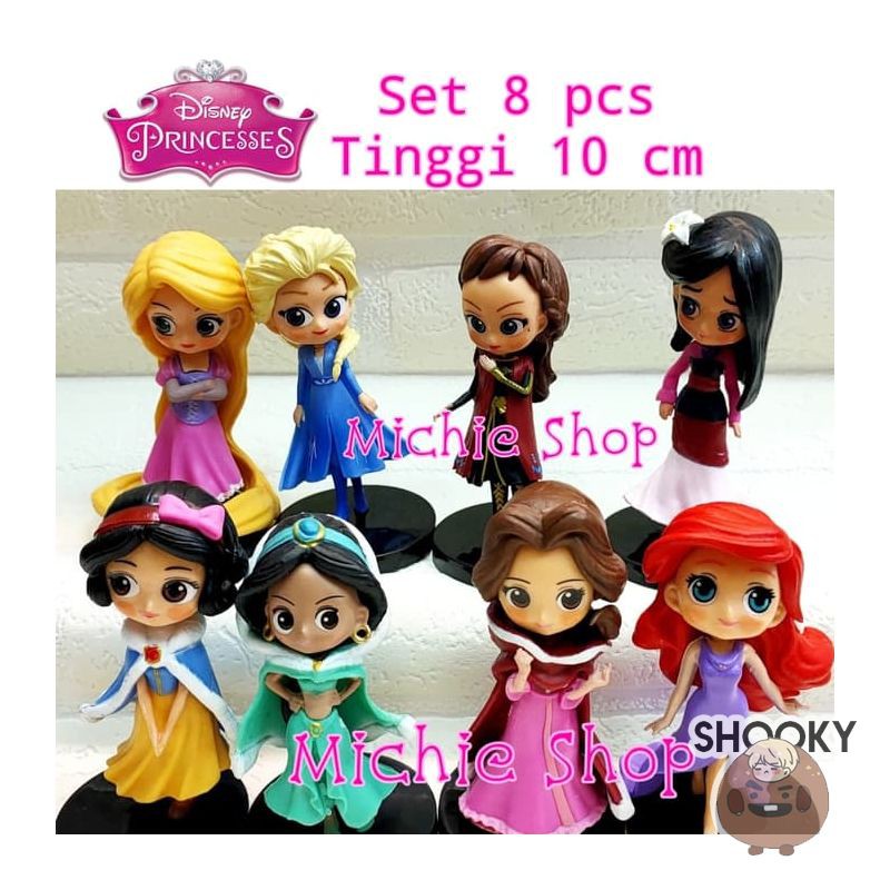 Figure Topper Qposket Princess (set 8 Frozen 2) Elsa Rapunzel Ariel