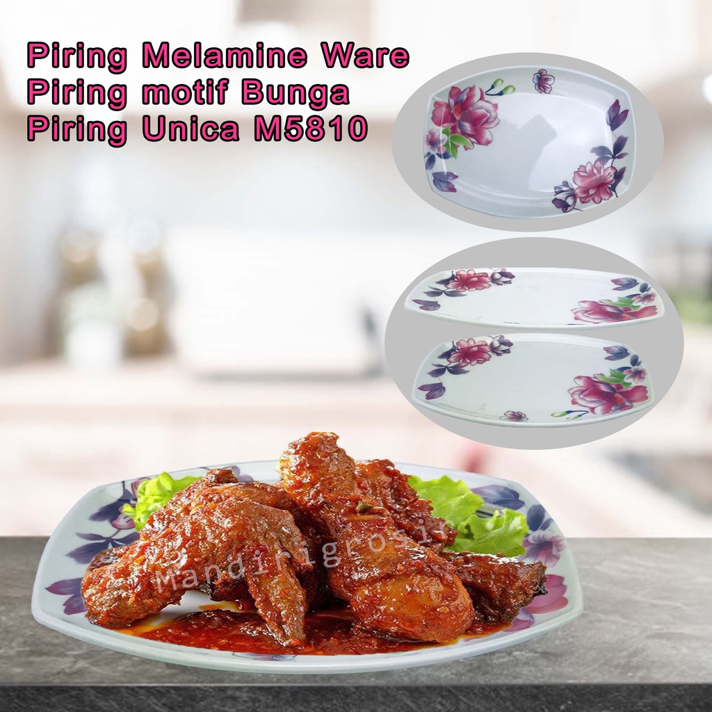 Piring Melamine Ware *Piring Unica * Piring motif Bunga * M5810