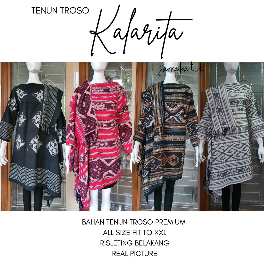 [PREMIUM] Tunik Tenun Troso Kalarita Batik Midi Handmade Modern Kerja Songket Muslim Kantor Pesta