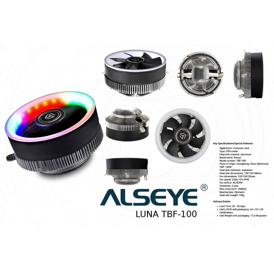 CPU COOLER TBF-100 ALSEYE - FAN HEATSINK TBF-100 LUNA