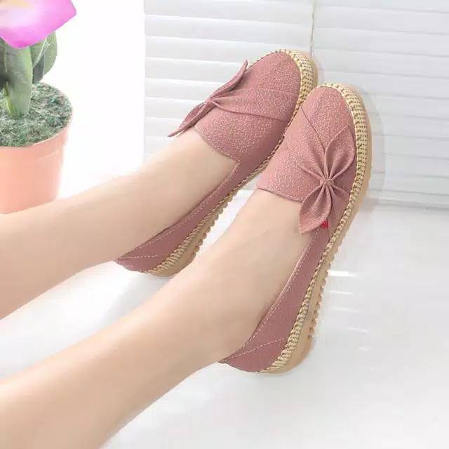 Sepatu FlatShoes teplek Kulit Flat Shoes Murah M012