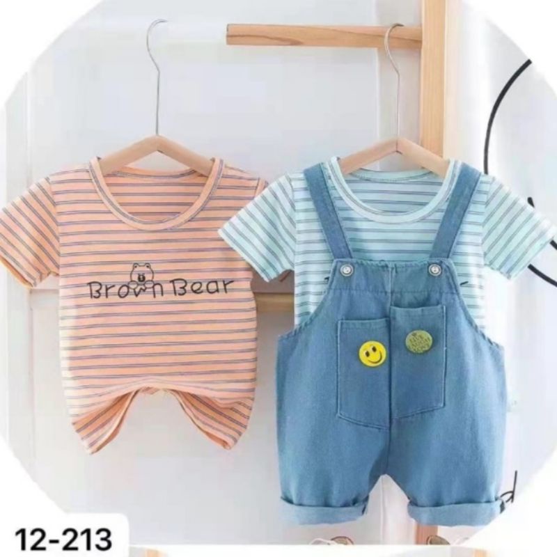 OVERALL JEANS SETELAN ANAK LAKI LAKI DAN PEREMPUAN 6 BULAN - 4 TAHUN / JUMPSUIT ANAK JEANS + KAOS / 