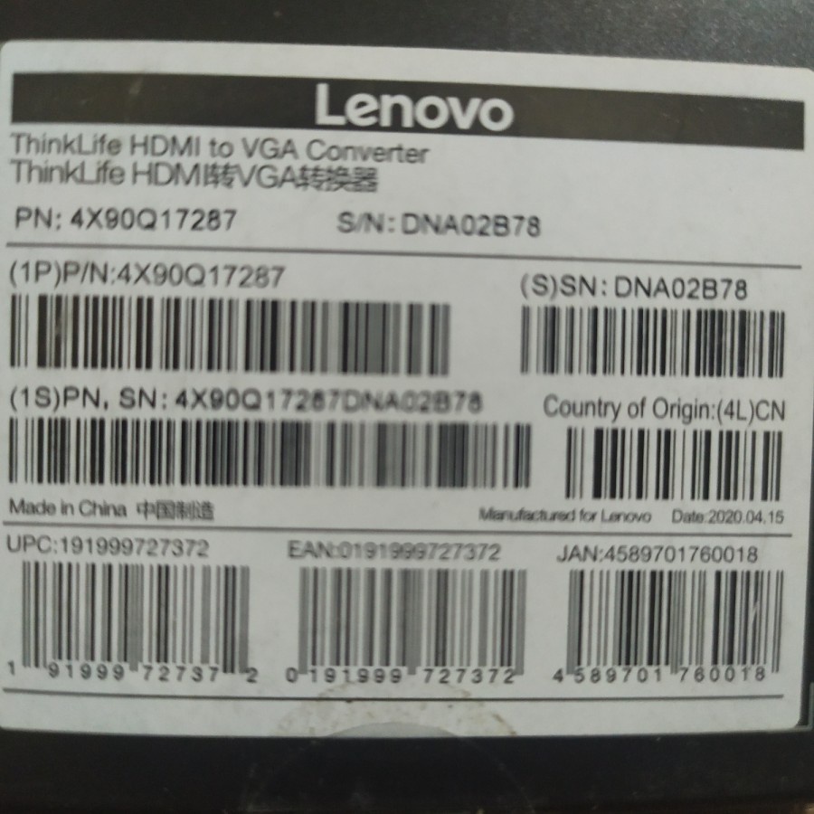 Lenovo Thinkpad HDMI ke VGA Adapter Laptop HD Converter Proyektor