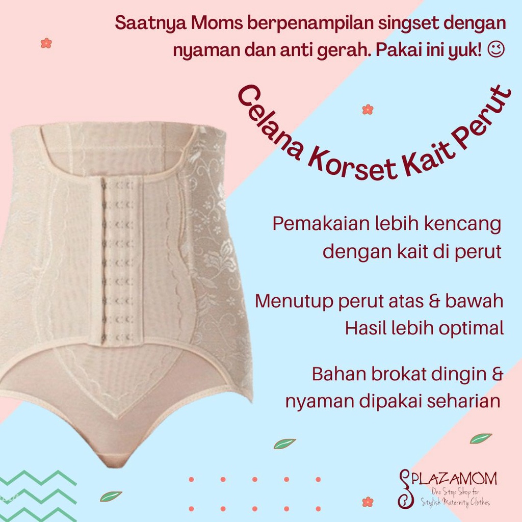 Celana korset corset pants body shaper shapewear high waist slimming pelangsing perut pinggang slim model kait di perut breathable lembut anti gerah serap keringat nyaman dipakai bikin penampilan singset untuk lahiran atau tidak PKR107M