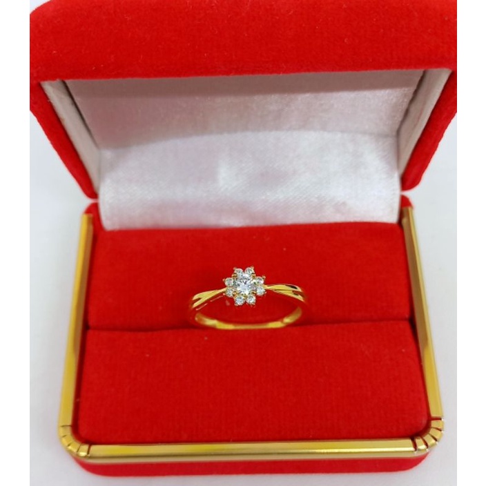 CINCIN PERAK ASLI 925 LAPIS EMAS/CINCIN BUNGA MATA PUTIH/CINCIN ASLI SILVER/CINCIN FASHION