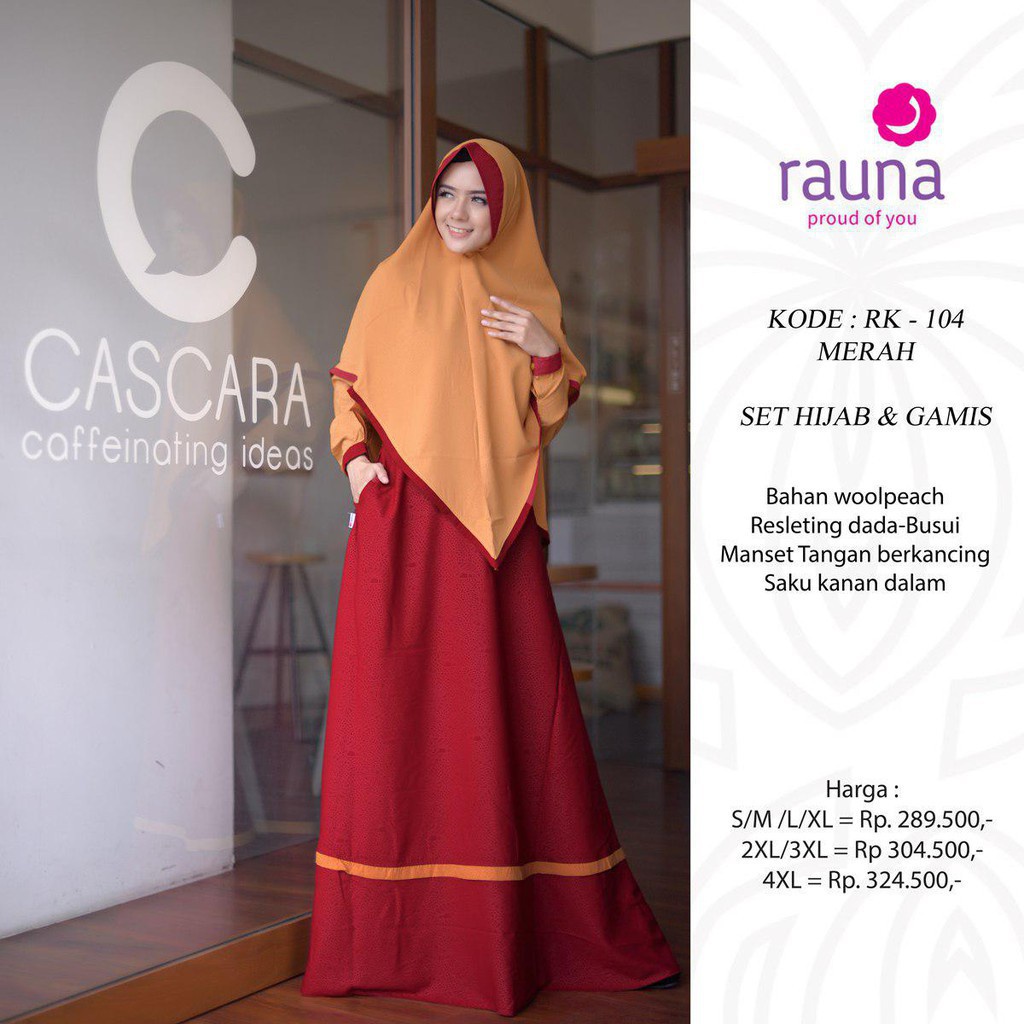 GAMIS SET TERBARU 2021 RAUNA RK-104 MERAH